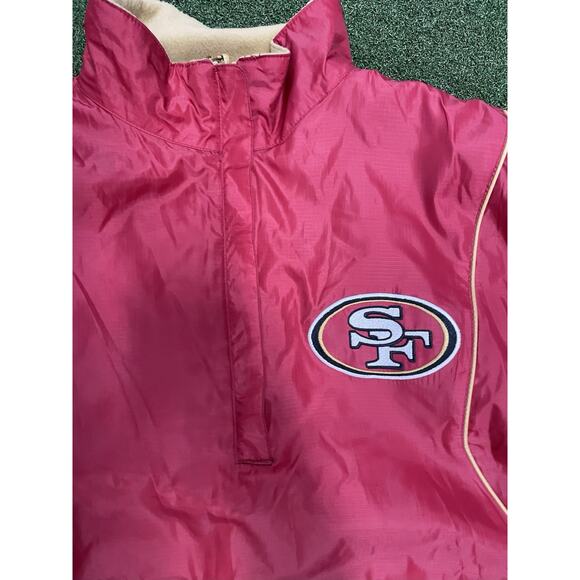 Vintage NFL San Francisco 49ers Red Gold Reversible Jacket XL Pullover - Picture 2 of 5